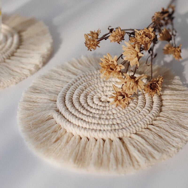 100% handmade Macrame piece Hand woven coasters