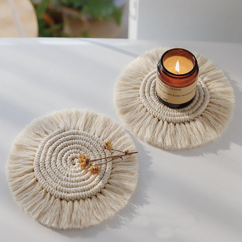 100% handmade Macrame piece Hand woven coasters