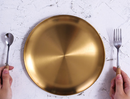 Retro Metal Round Stainless Steel Tray Plates Gold