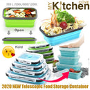 2021 New Folded Telescopic Food Storage Container With Silicone Lid (Set of 4 Pcs)