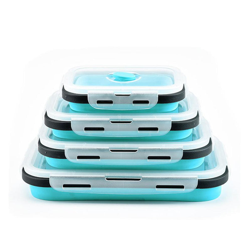 2021 New Folded Telescopic Food Storage Container With Silicone Lid (Set of 4 Pcs)