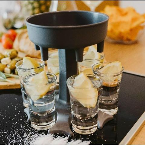 6 Shot Glass Dispenser and Holder/Carrier (with 6 glasses)