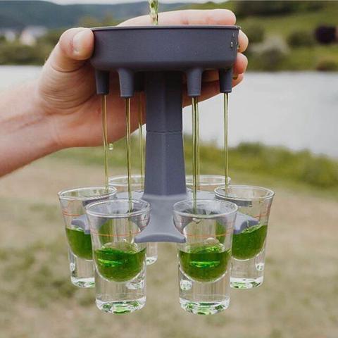 6 Shot Glass Dispenser and Holder/Carrier (with 6 glasses)