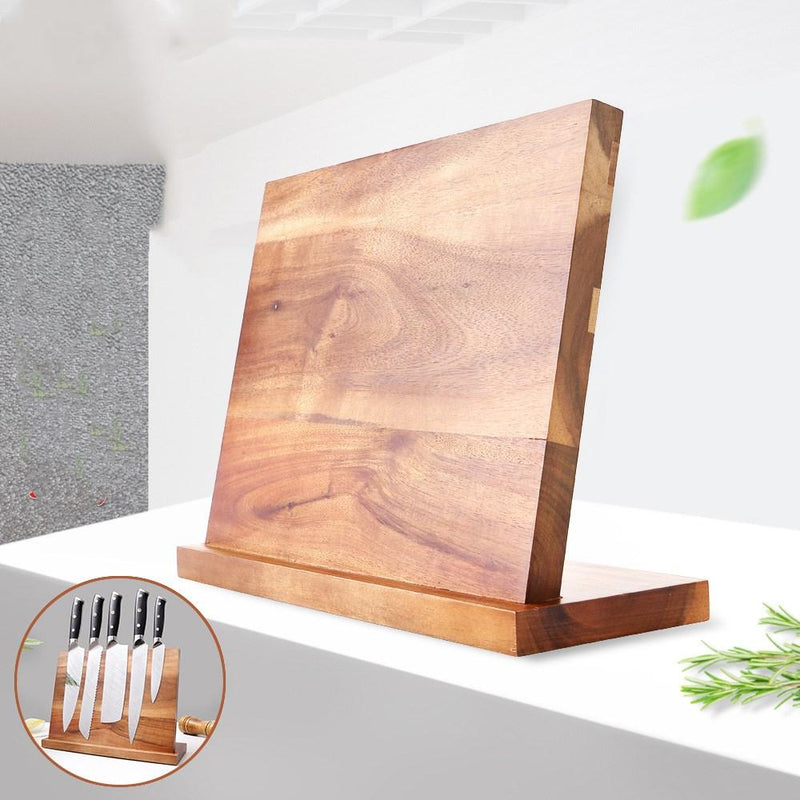 ACACIA WOOD MAGNETIC KNIFE BLOCK HOLDER (WITHOUT KNIFE)