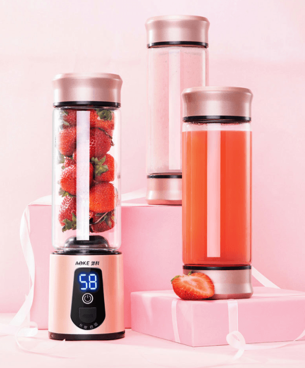 Borosilicate Glass Mobile Juicer - Battery Power Display