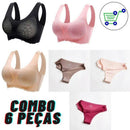 [COMBO 6 EM 1] 3 Sutiãs Confort Up 5D + 3 Calcinhas Confortáveis Sem Costura - Frete Grátis