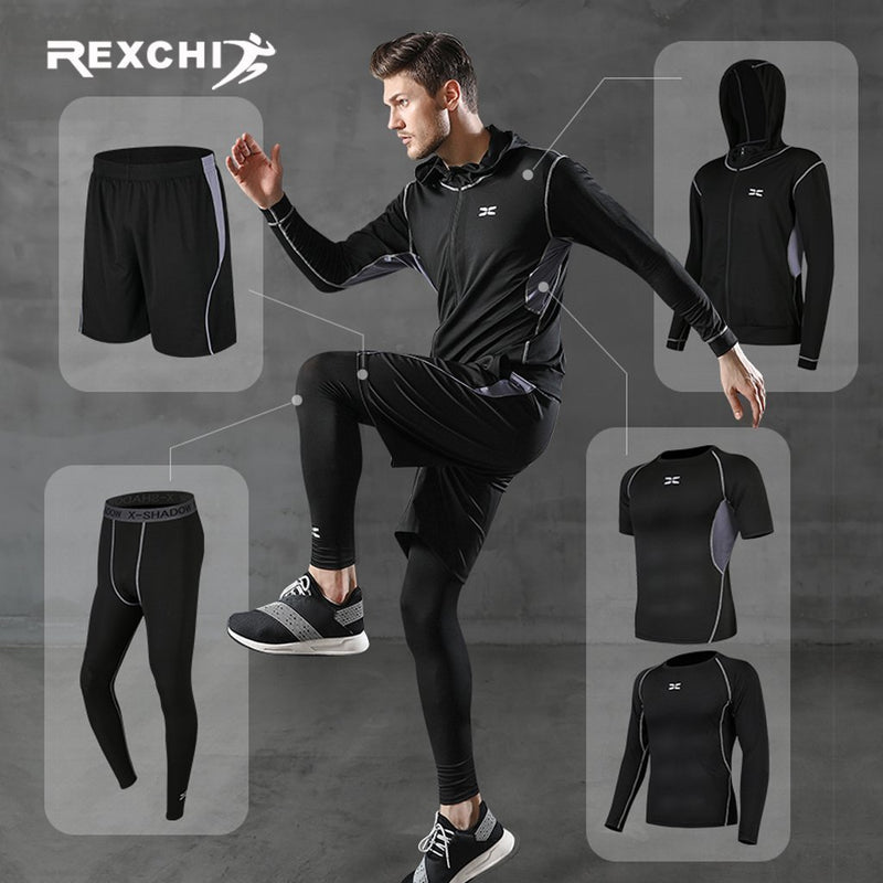 Conjunto Roupa Treino Masculino Fitness Alta Compreensão - 5 Peças