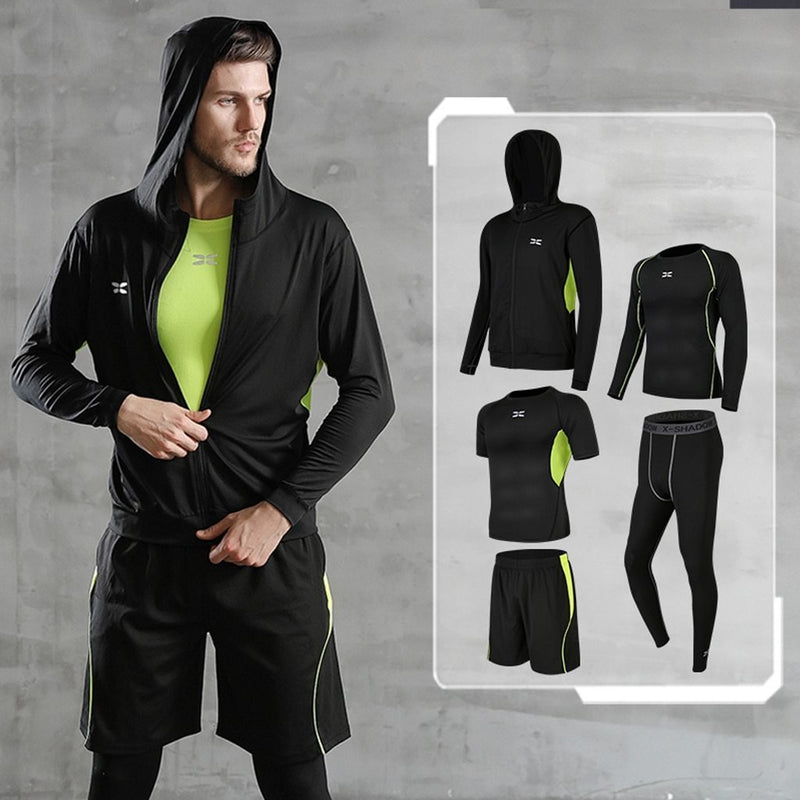 Conjunto Roupa Treino Masculino Fitness Alta Compreensão - 5 Peças