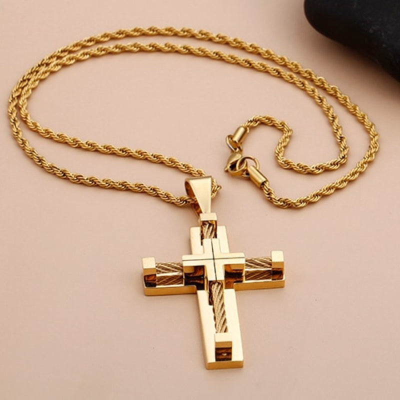 Corrente com Crucifixo Banhado a Ouro - Holy Cross