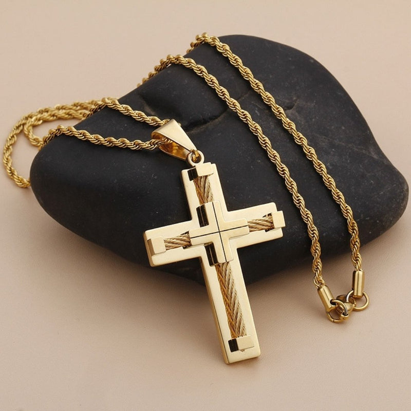 Corrente com Crucifixo Banhado a Ouro - Holy Cross