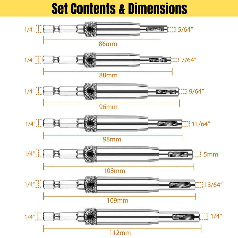 [KIT 7 PEÇAS] CenterFix™ - Brocas de Perfuração Autocentrantes