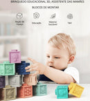 Novos Blocos 3D de Montar para Bebês - Brinquedo de Silicone Macio