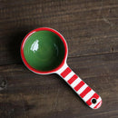 Red and green striped tea spoon
