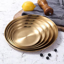 Retro Metal Round Stainless Steel Tray Plates Gold