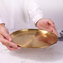 Retro Metal Round Stainless Steel Tray Plates Gold