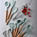Trendy Silicone Cooking Set with Wooden Handle (12 Pcs)