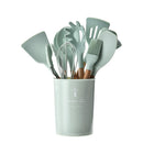 Trendy Silicone Cooking Set with Wooden Handle (12 Pcs)