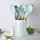 Trendy Silicone Cooking Set with Wooden Handle (12 Pcs)