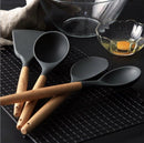 Trendy Silicone Cooking Set with Wooden Handle (12 Pcs)